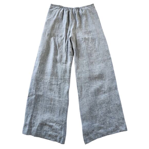 Theory Wide Leg 100% Hemp Blue Chambray Pants S NWT Drawstring - Picture 3 of 5